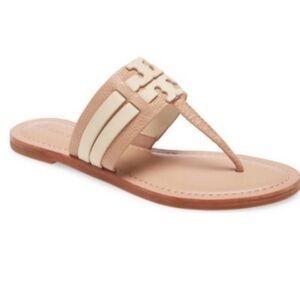 Tory Burch Leather Tan and Cream Sandals size 10